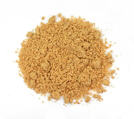 Peanut Butter Powder on a White Background. Ground peanuts.