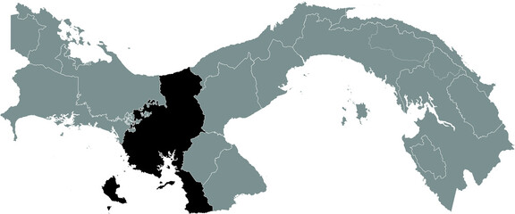 Black location map of the Panamanian Veraguas province inside gray map of Panama