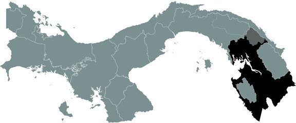 Black location map of the Panamanian Darién province inside gray map of Panama
