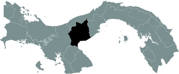 Black location map of the Panamanian Coclé province inside gray map of Panama