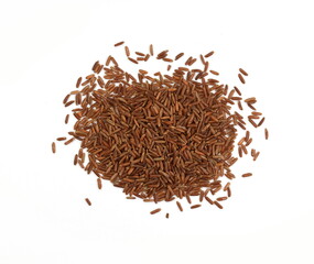 Red wild rice pile isolated on white background