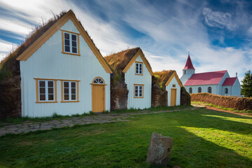 Icelandic historic turf farm Glaumbaer. North Iceland