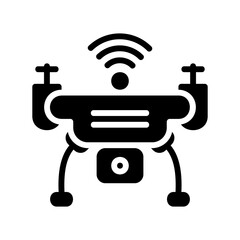 Drone icon vector illustration in solid style about internet of things for any projects
