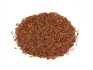 Red wild rice pile isolated on white background