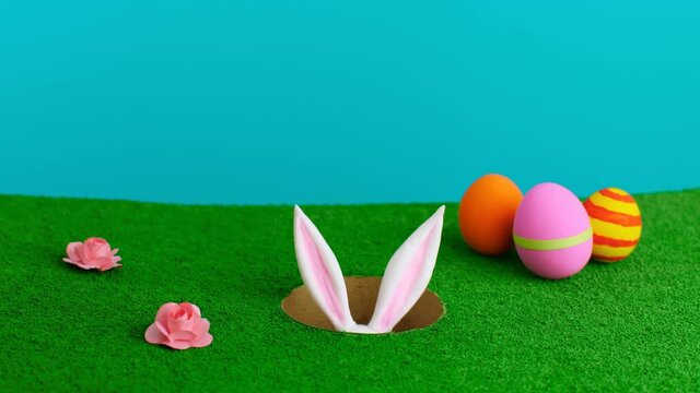 Cute Easter Rabbit in cartoon style