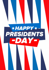 Fototapeta na wymiar Happy Presidents day in United States. Washington's Birthday. Federal holiday in America. Celebrated in February. Patriotic american elements. Poster, banner and background. Vector illustration