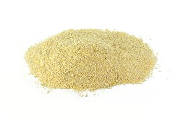 Pile of corn flour isolated on white background.