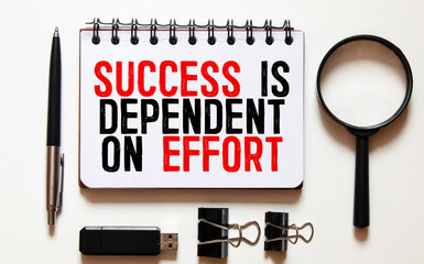 Text Success is dependent on effort on white background