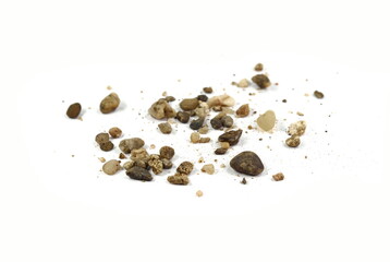 Gravel isolated. Pile sand isolated on white background.