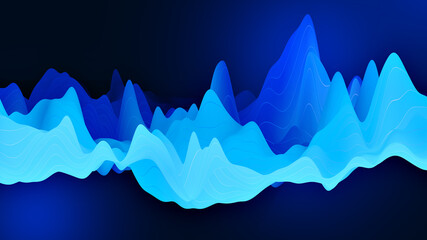 Abstract wavy background with modern gradient colors. 3d illustration sound wave