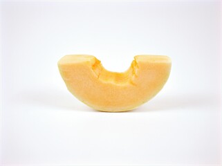 Cantaloupe melon half isolated on white background ,Muskmelon ,Cucumis melo var. cantalupensis