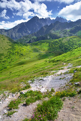 Fototapeta na wymiar Tatry Słowackie z Przełęczy Bielskiej Slovakia Tatras