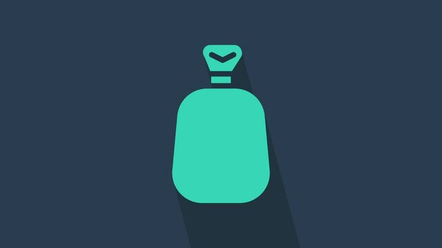 Turquoise Full sack icon isolated on blue background. 4K Video motion graphic animation.