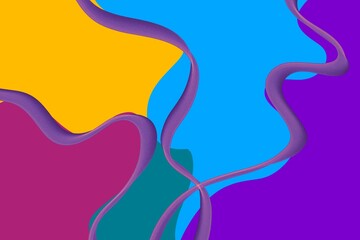 Trendy purple, blue, pink, yellow background with cute vintage elements, perfect texture for greeting or calling card, advertising, banner, cover and poster. Boho style, retro neon backdrop.