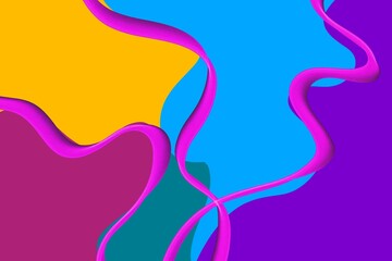 Trendy purple, blue, pink, yellow background with cute vintage elements, perfect texture for greeting or calling card, advertising, banner, cover and poster. Boho style, retro neon backdrop.