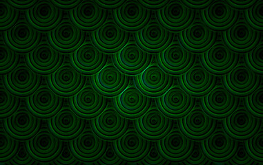 Bright pattern of green rings. Abstract digital background and texture