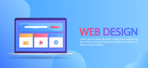 Modern blue website banner design vector illustration