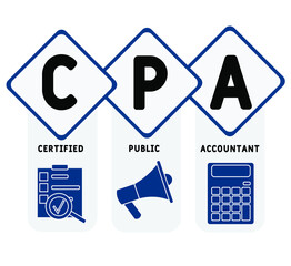 CPA - Certified Public Accountant acronym. business concept background.  vector illustration concept with keywords and icons. lettering illustration with icons for web banner, flyer, landing page