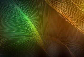 Dark Green, Yellow vector blurred shine abstract background.