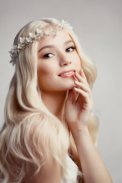 Beautiful blonde bride with tiara