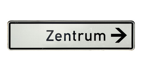 German sign isolated over white. Zentrum (Centre)