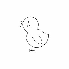 Chicken drawn with a contour line. Drawing of a chicken with Doodle style. Vector illustration for a child.