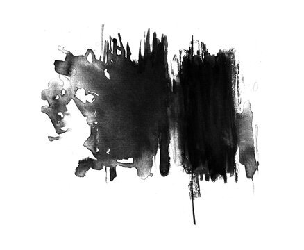 Abstract Black Ink Strokes For Photo Overlay And Graphic Design Elements. Materials To Create Text Backgrounds On Poster Design, Print, Video, Banner, Etc.