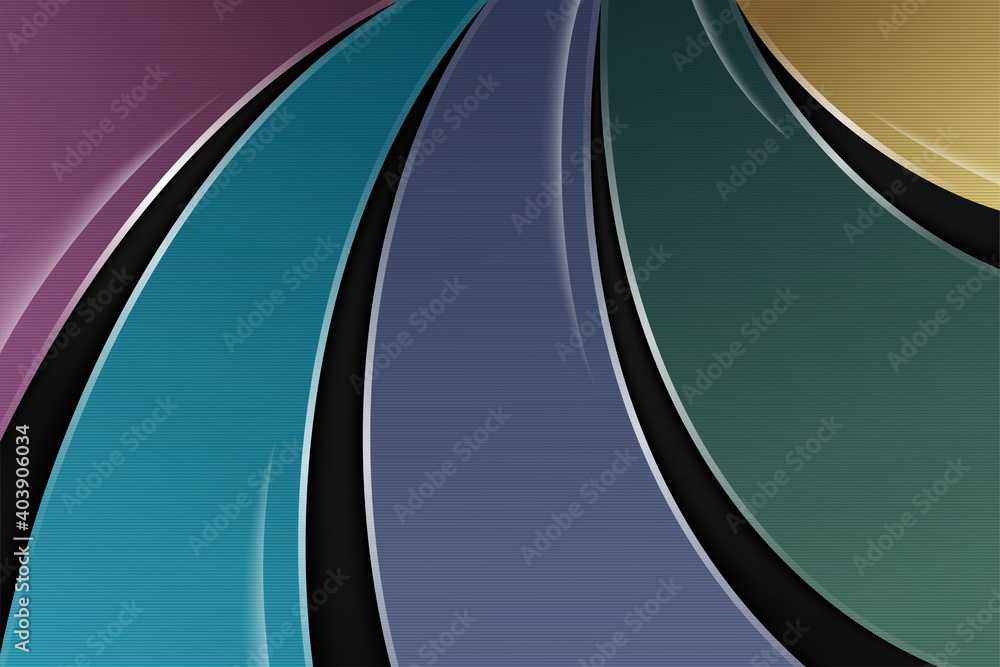 Poster abstract modern colorful curves element on black background. vector illustration with horizontal lay