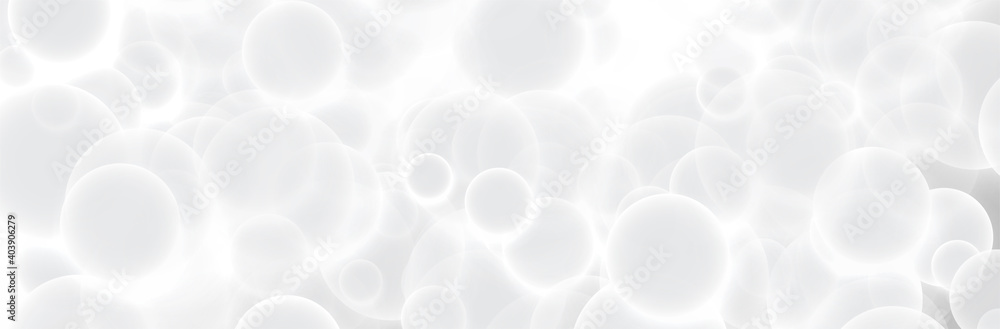 Poster abstract gray white background. 3d sphere pattern. glowing circles. round shapes. neutral calm vecto