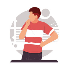 portrait of a man looking ideas, advertise product. flat design vector illustration