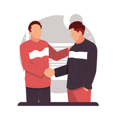 portrait of men handshake vector illustration