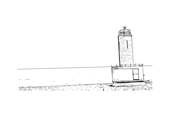 recommend clip art: Building view with landmark of Dar Es Salaam is the city of Tanzania. Hand drawn sketch illustration in vector.