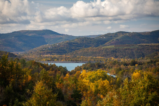 Beautiful shot of the landscape in Lake Butaoniga, Istria, Croatia