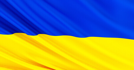 Waving Fabric Flag of ukraine, Silk Flag of ukraine. 3D render