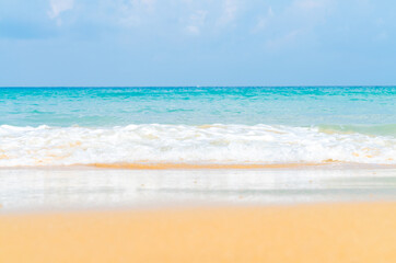 Sea wave on white sand beach summer vacation concept