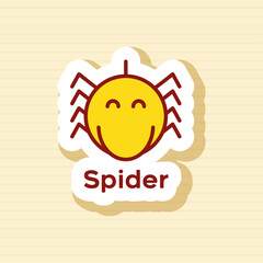 Spider cartoon sticker illustration for child's card game