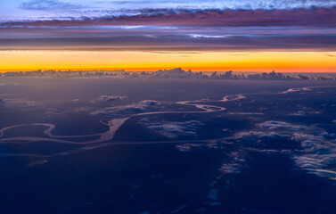 Sunset above the Parana River Delta near Buenos Aires in Argentina