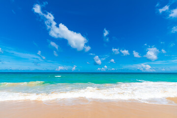 Sea wave on white sand beach summer vacation concept