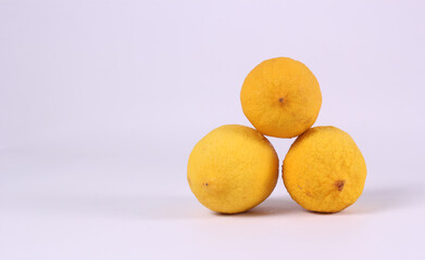 Lemon fruits on the table isolated white background