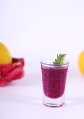dragon fruits juice or dragon fruits smoothies on a glass