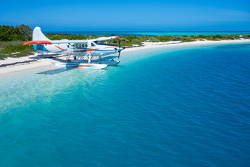 Sea Plane Floats on Bright Blue Water