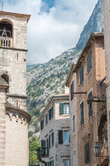 Kotor Old Town buildings and surrounding mountains,Kotor municipality,Montenegro.