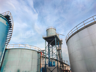 Water tank system zone. Factory industrial water storage, system control area water.