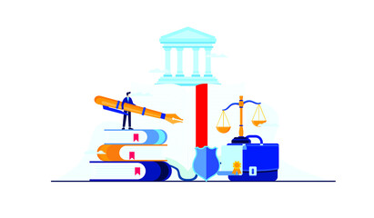 business management strategy with mini people worker businessman flat illustration