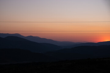 Impressive and scenic view of colorful and dramatic sunset, from a high peak of Old mountain, a view to surrounding peaks and highlands as midzor and other peaks at summer evening.
Old Mountain,Serbia