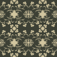 Black victorian damask style floral pattern