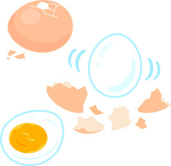 皮を剥いたゆで卵と半分に切ったゆで卵