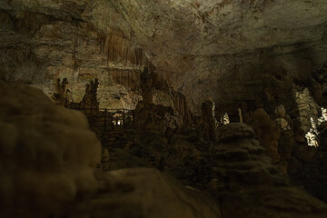 Fototapeta na wymiar dark image of Postojna grotte in Slovenia