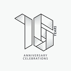 16 year anniversary vector template. Design for your celebration.