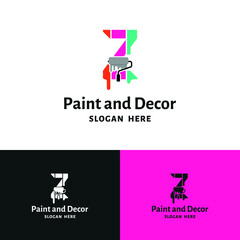 Initial Z letter for painting, renovation, repair, decoration service company logo vector concept